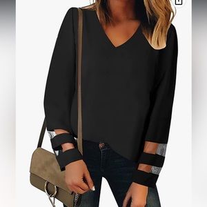 Women's Blouse with a Mesh Loose Sleeve